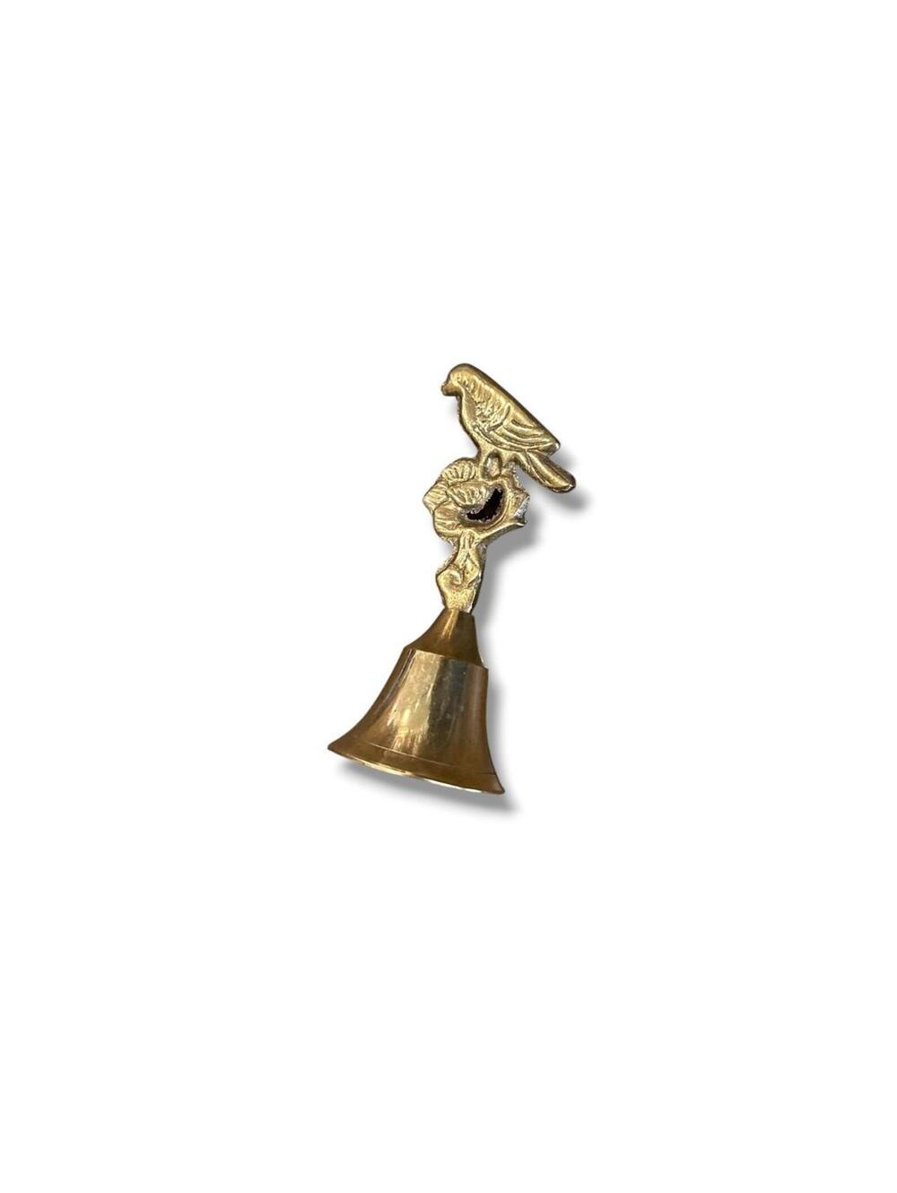 Vintage Brass Bird on Flower Bell